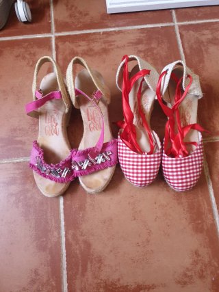 Sandalias cuña mujer Mandarina