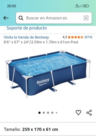 Piscina Bestway Steel Pro 2.59m x 1.70m x 61cm
