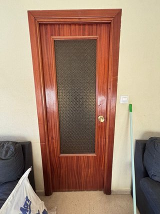 Puerta de madera 90cm con cristal
