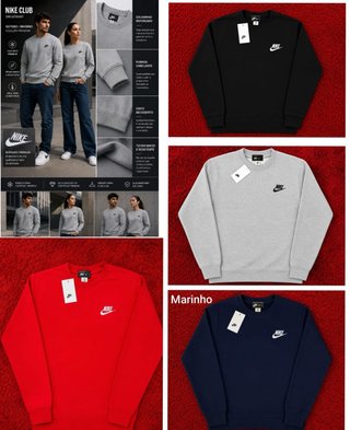 Sudadera Nike Club Unisex Bordado Gris/Rojo