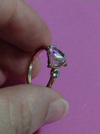 Anello dorato cuore quarzo francese