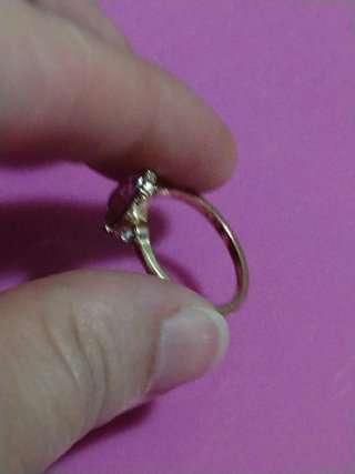 Anello dorato cuore quarzo francese