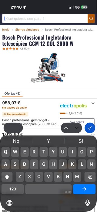 Ingletadora Bosch GCM 12 GDL 2000W