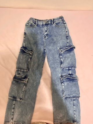 Pantalones cargo vaqueros efecto lavado
