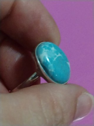 Anello argento 925 con pietra turchese larimar