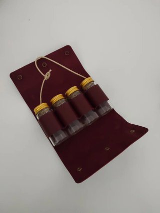 Estuche BBQ Cuero con Botes especias/condimentos