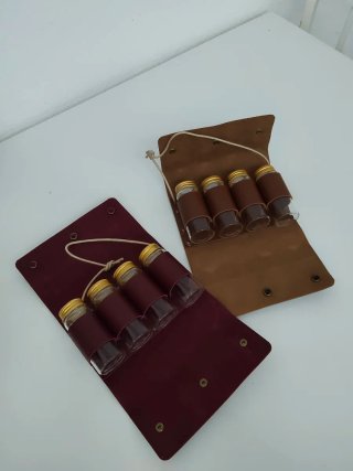 Estuche BBQ Cuero con Botes especias/condimentos