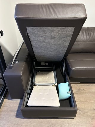 Sofá Chaiselongue Piel Marrón Oscuro