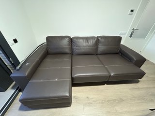 Sofá Chaiselongue Piel Marrón Oscuro
