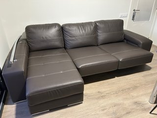 Sofá Chaiselongue Piel Marrón Oscuro
