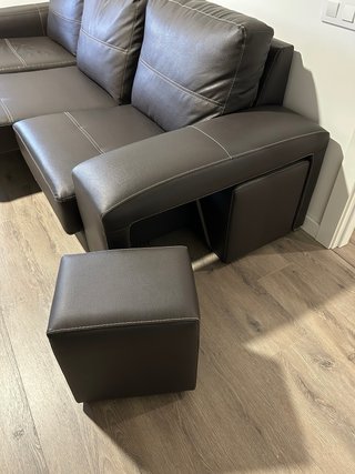 Sofá Chaiselongue Piel Marrón Oscuro