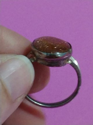 Anello argento galvanizzato naturale eliolite