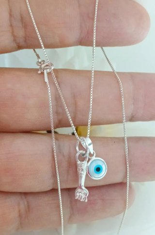 Doble protección mal de ojo cadena 40cm plata 925