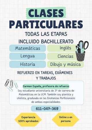 Ofrezco clases particulares de refuerzo