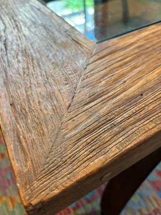 Mesa de centro madera de teca  y cristal