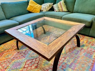 Mesa de centro madera de teca  y cristal