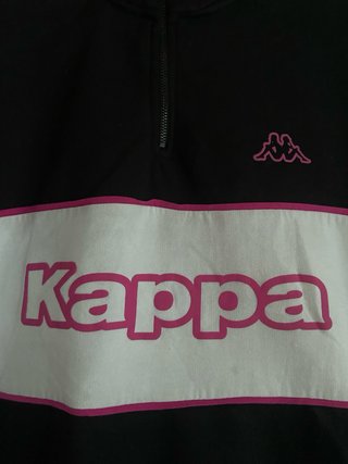 Sudadera Kappa cremallera negra y blanca