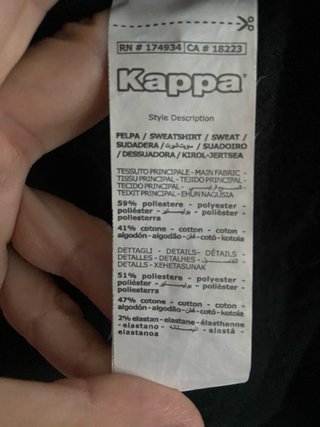 Sudadera Kappa cremallera negra y blanca