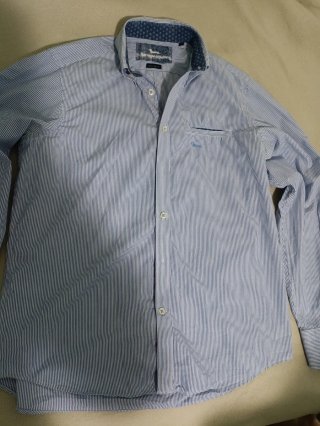 Camisa Harmont & Blaine Rayas Azul y Blanca
