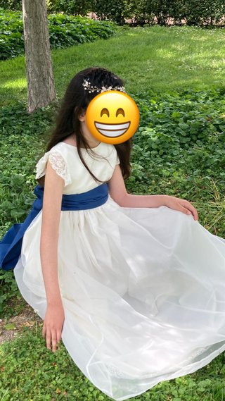 Vestido de Comunión Blanco y Azul