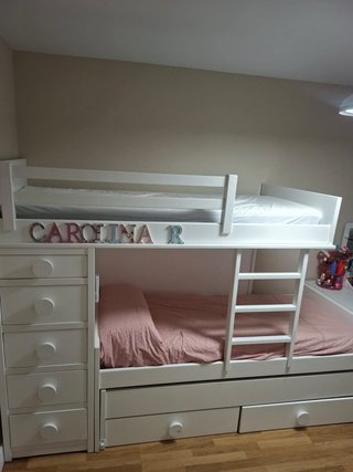 Estructura cama nido, litera, cajonera y zapatero.