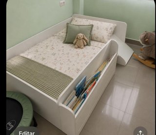 Cama infantil blanca con cajones. 120*200