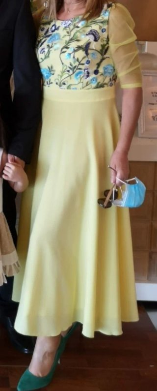 Vestido fiesta bordado amarillo