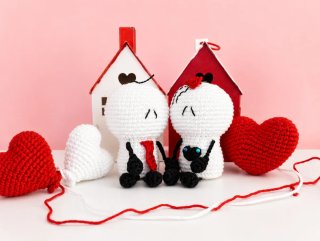 Pareja Amigurumis San Valentín Corazones