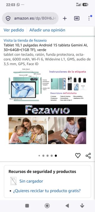 Tablet Gemini Android 15 10.1 30+64GB Verde
