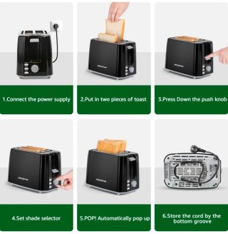 Tostador Aigostar 2 Ranuras 750W Negra