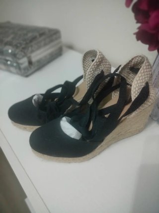 Sandalias Valencianas Esparto Negras
