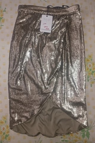 Falda Lentejuelas Doradas/Plateadas Talla m