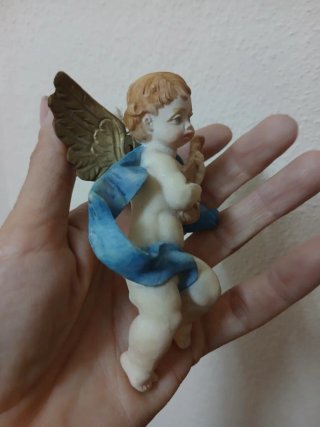 Figura ángel músico 11.5 cm pintada a mano