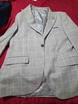Traje de Novio Gris y Blanco Talla