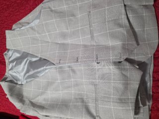 Traje de Novio Gris y Blanco Talla