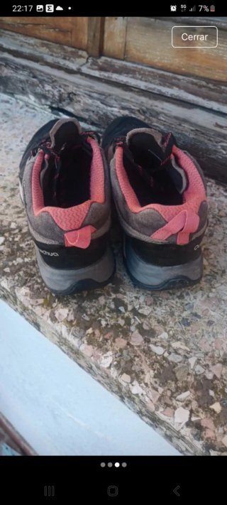 Zapatillas trekking mujer grises y rosas