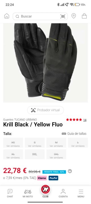 Guantes Tucano Urbano Krill Negro -  Talla M