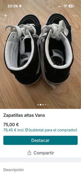 Zapatillas altas Vans negras y blancas