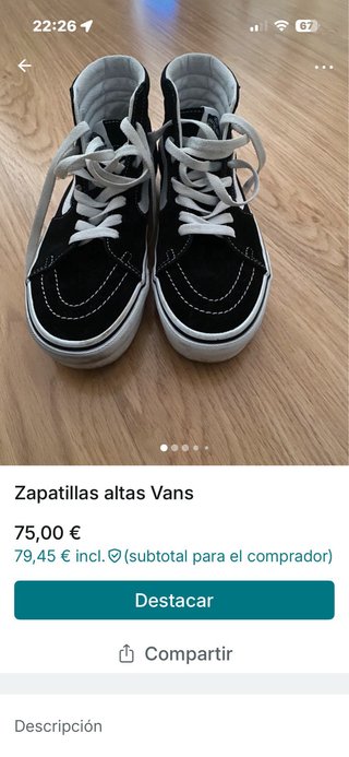 Zapatillas altas Vans negras y blancas
