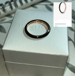 Anillo Pandora ME Esmalte Negro Oro Rosa 14k