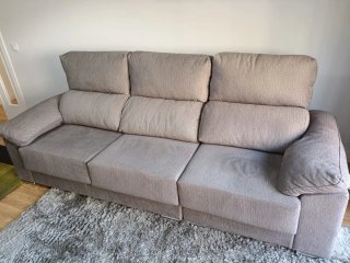 Sofá de tela beige/gris 250x100cm