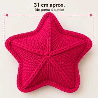 Cojín estrella tejido artesanal fucsia