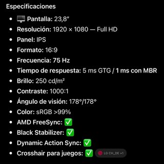 Monitor da gioco LG 24MP59G Nero/Rosso