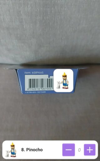 Minifigura Lego Pinocho con gato