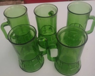 6 Jarras de cerveza antiguas de cristal