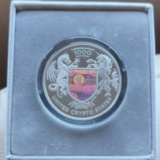 Oz pura plata PROOF Indian Head valor en Bitcoin.