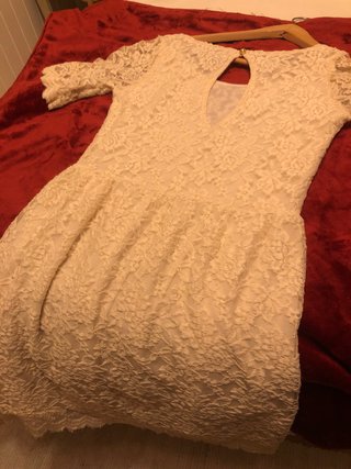 Vestido Blanco Encaje Licra Talla M
