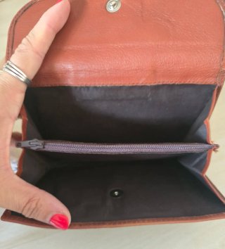 Cartera de piel mujer marrón