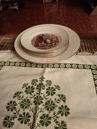 6 Platos Porcelana de Pontesa (Galicia).