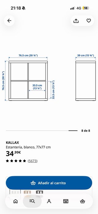 Mueble Kallax Ikea 4 cubos